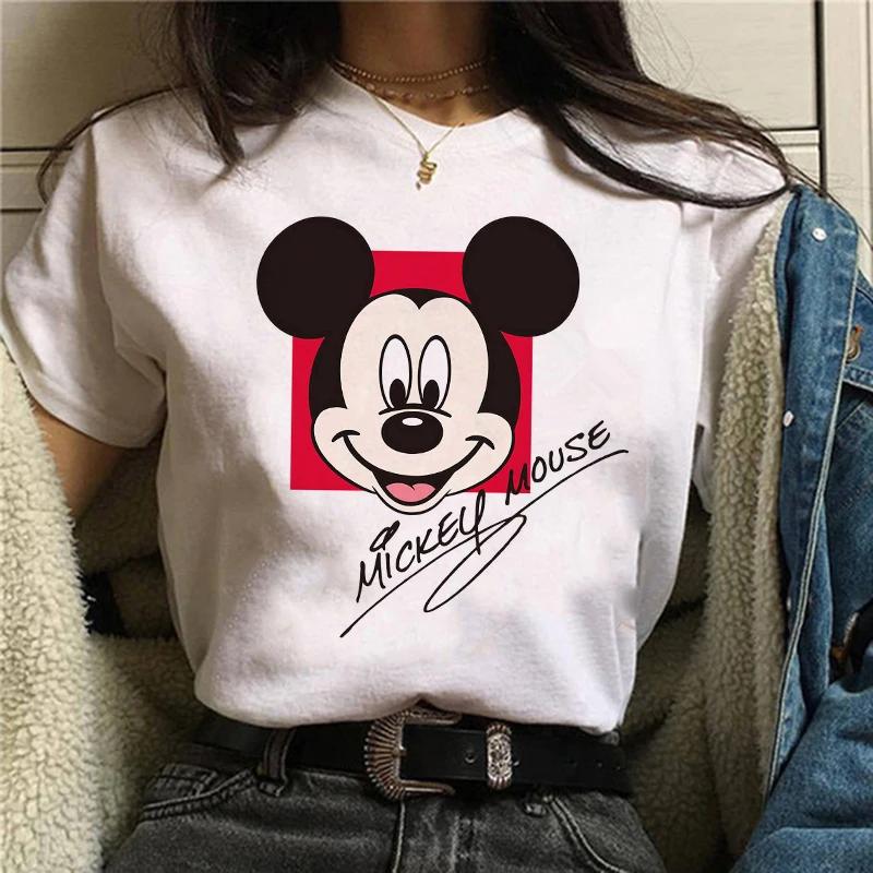 Disney T-shirt Gothic Fashion Mickey T-shirt Minnie Mouse Print Casual T-shirt Women's Kawaii T-shirt Kawaii Loose Clothing