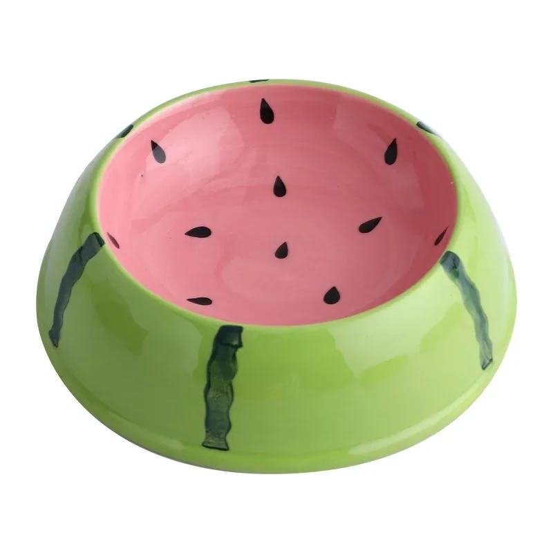 Cute Designs Pet Ceramics Bowl Watermelon Strawberry Shape Cat Food Bowl Small Dog Colorful Water Suppliers Cat Bowl