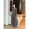 Autumn Retro Irregular Long-sleeved Dress Plaid Spring New Temperament Waist Thin Plaid Dress