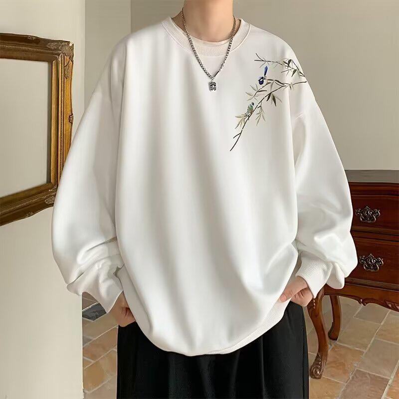 Stylish Men s Bamboo Print Hoodie - Spring/Autumn Long Sleeve, Chinese Design M