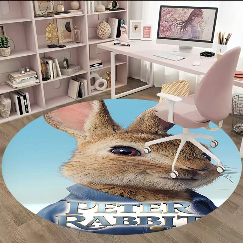 1pc Peter Rabbit1 Print Round Carpet Chair Round Carpet Suitable for Bedroom Living Room Home Decorative Carpet