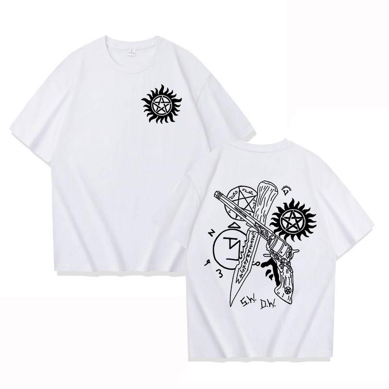 Hot TV Supernatural Print Short Sleeve T Shirts Men Women Shirts Summer Short Sleeved Male T-shirts Comfy Soft Shirts Loose Tops