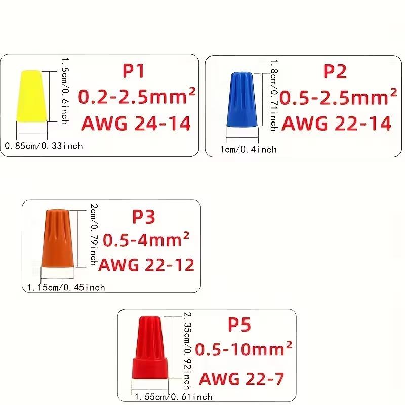 40PCS Electrical Screw Springs Caps Wire Conectors Nuts Wire Twist Terminals Stainless Assortment Set