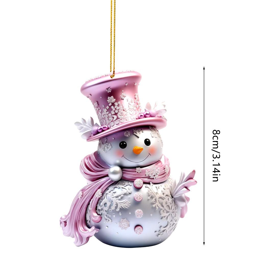 Flat Printing Hanging Pendants Pink Snowman Xmas Tree Ornament Party Supplies