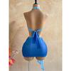Summer Sexy High Neck Halter Mini Dress Starfish Decor Cut Out Waist Ruched Draped Tie Bodycon Vacation Beach Party Short Dress for Date Night Wear