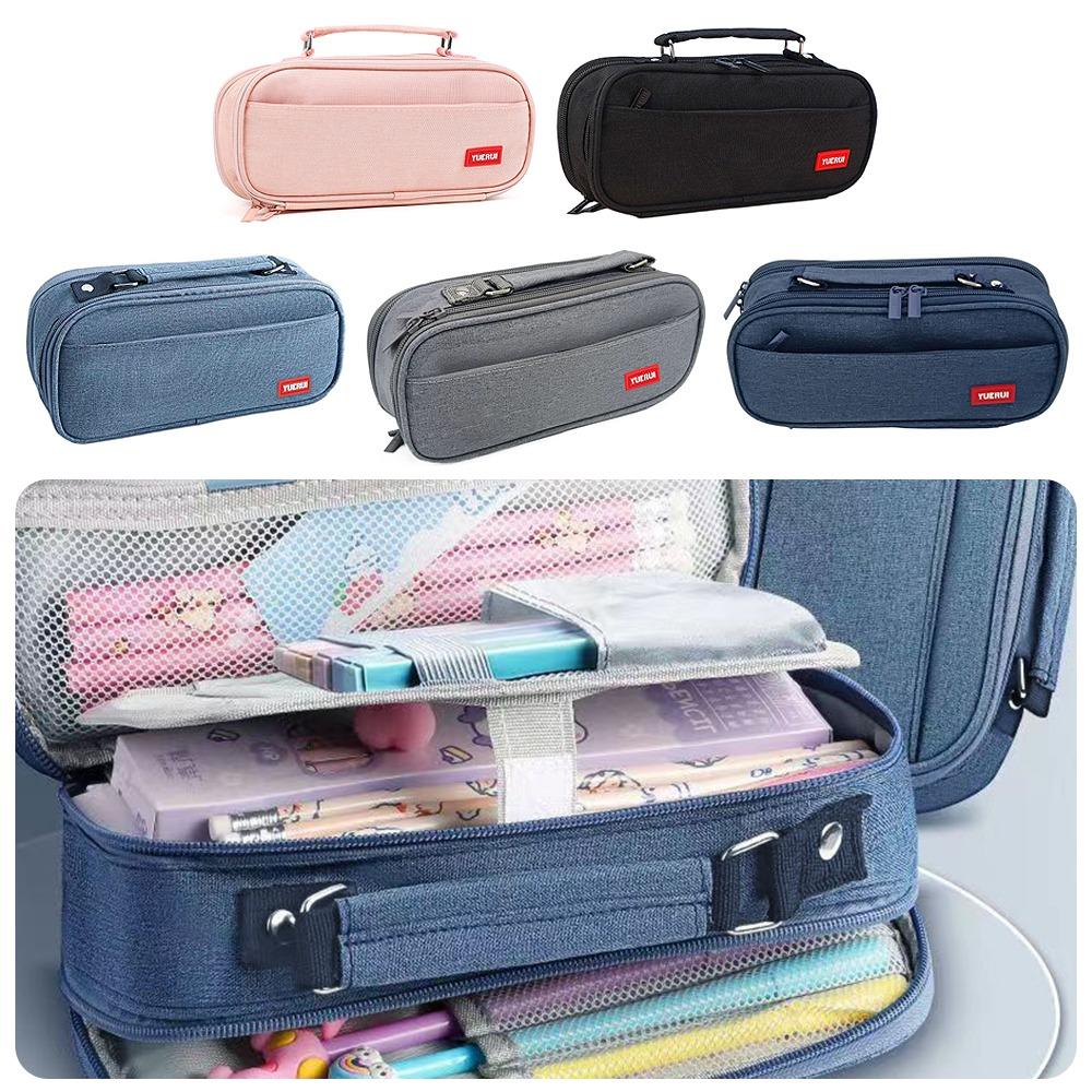 Multi Layer Partition Stationery Bag Large Capacity Pen Bag Simple Pencil Case