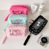 Ins Plush Makeup Bags Pen Bag With Transparent Window Large Capacity Stationery Storage Bag Pencil Case Cosmetic Organizer