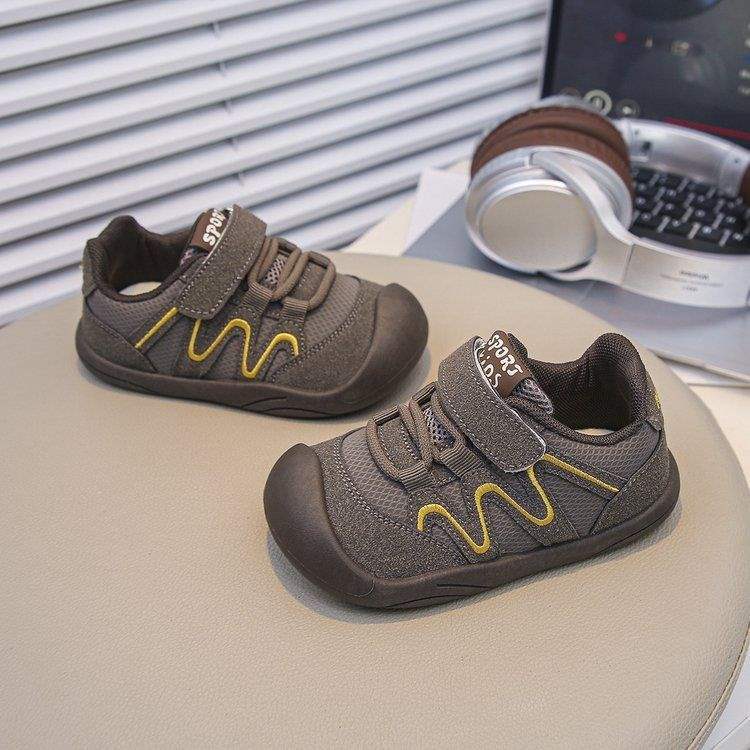 

2025 baby toddler shoes spring and autumn new baby girl shoes soft sole breathable sports shoes 31 темно-серого