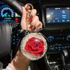 Flowers Rose Keychain Acrylic Ball Rose Car Hanging Valentine's Day Gift for Wife Car Interior Keychain