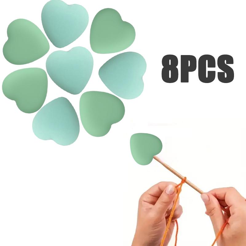 8/10/12PCS Multicolor Heart Stitch Needle Tips Stoppers Silicone Knitting Needle End Caps Cute Knitting Needle Point Protectors