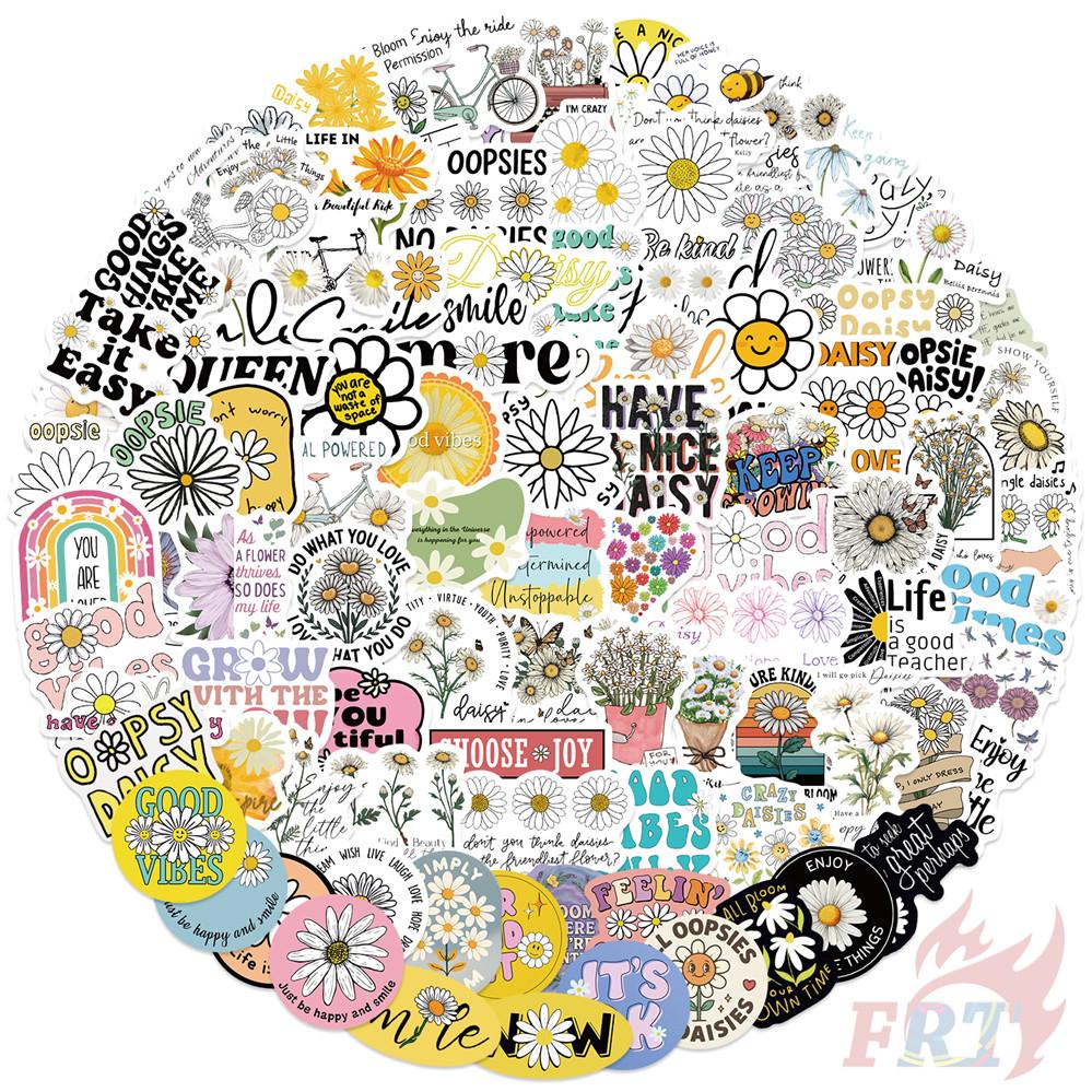 100Pcs/Set Daisy Flowers Healing Slang Stickers DIY Fashion Decals Stickers