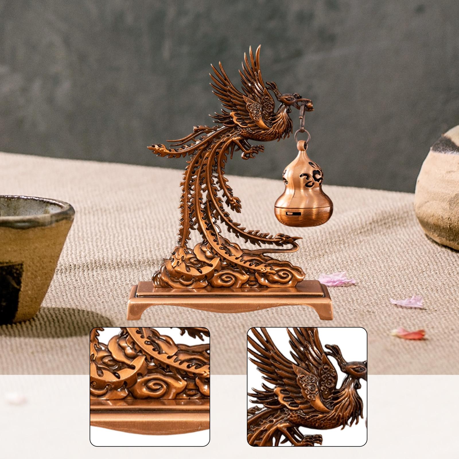 

Phoenix Statue Hanging Incense Burner, Alloy, Table Centerpiece Feng Shui Decor Desktop Ornament Incense Cone Holder бронзовый