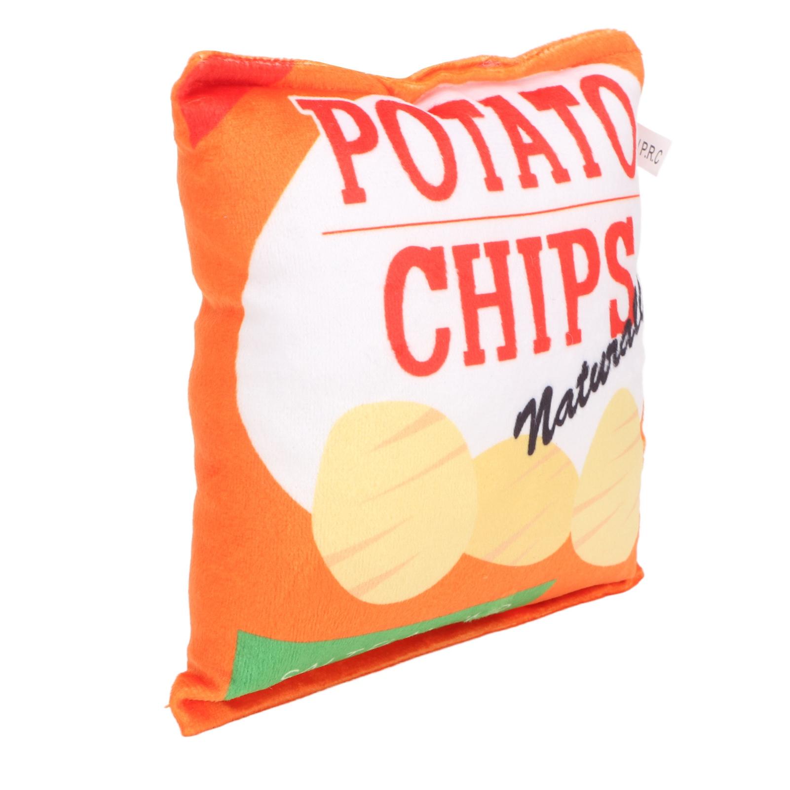 

Potato Chips Plush Dog Toy Built in Rattling Paper Bite Resistant Squeaky Snack Bag Dog Toy for Puppy Potato Chip Orange