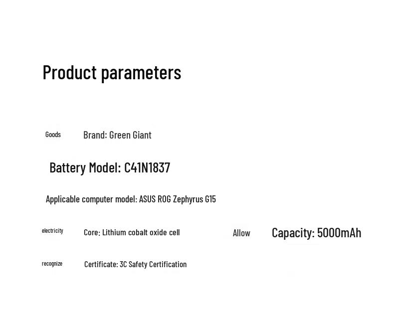 Green Giant Power C41N1837 Laptop Battery for ASUS ROG Zephyrus M15