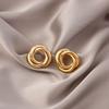 Hiphop Punk Metal Twist Knot Round Stud Earring for Women Gold Color Female Twine Hollow Geometry Jewelry Christmas Gift Brincos
