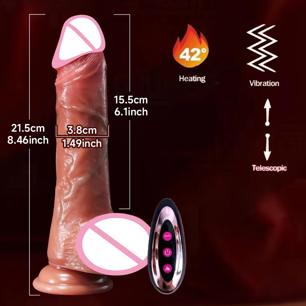 Realistic Skin Penis Thrusting Dildo Realistic Remote Vibrator Penis with Suction Cup Artificial Rubber Cock Sex Toy for Women