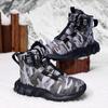 2025 Boys' Camouflage Cotton Winter Boots: Velvet-Lined, Waterproof, Anti-Slip, Warm Snow Shoes