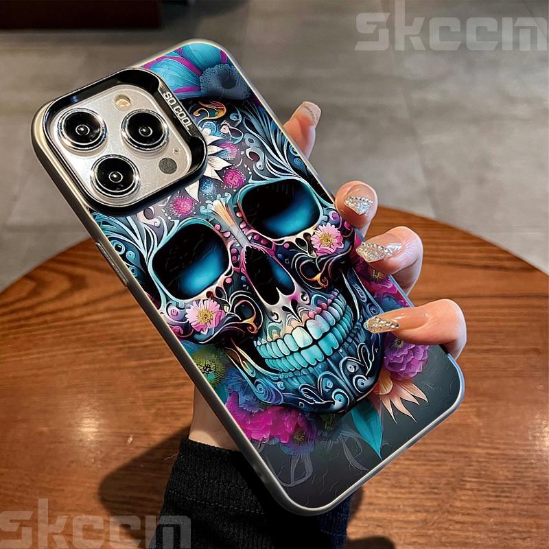 Halloween Colorful Skull Pumpkin Ghost Bat Pattern Phone Case For iPhone 17 16 Pro Max 15 Pro 14 13 12 11 7 8 Plus X XS XR Cover