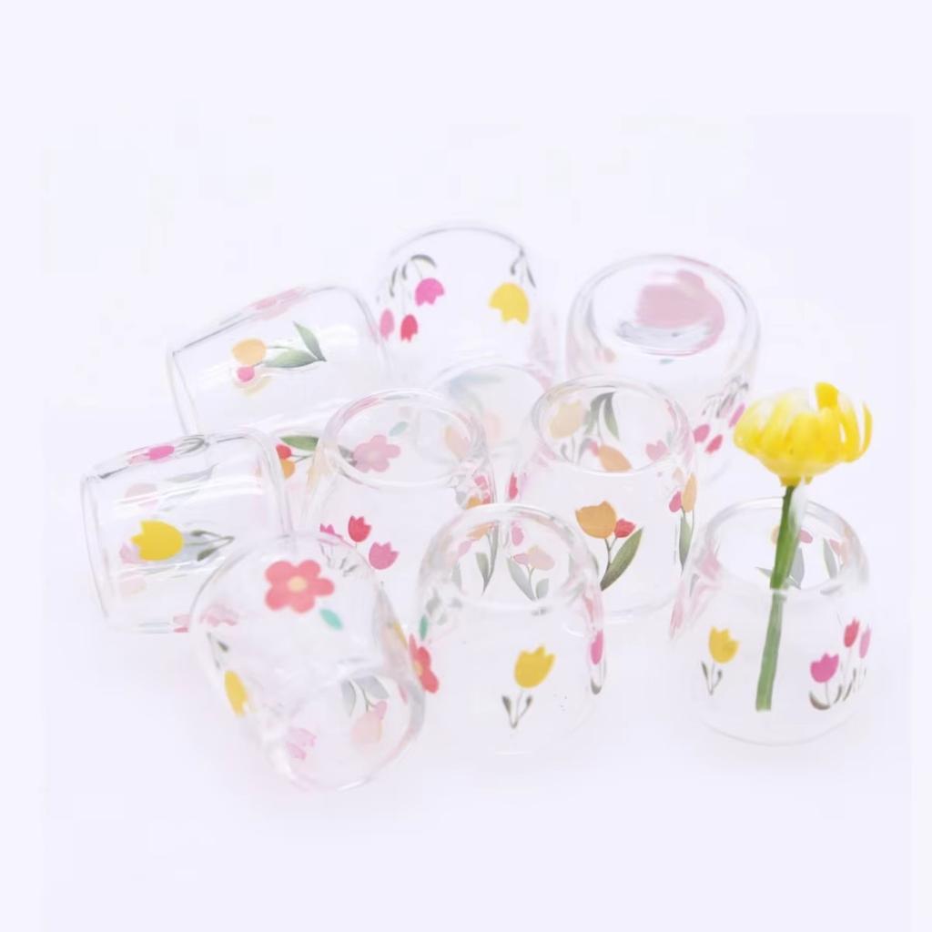 4Pcs 112 Dollhouse Miniature Cartoon Clear Glass Cup Model Simulation Kitchen Furniture Toys For Doll House Decoration