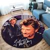 French legendary rock singer and actor Johnny Hallyday Round Carpet Soft Home Decoration Corridor Table and Chair Anti slip Outdoor Floor Mat rug H21