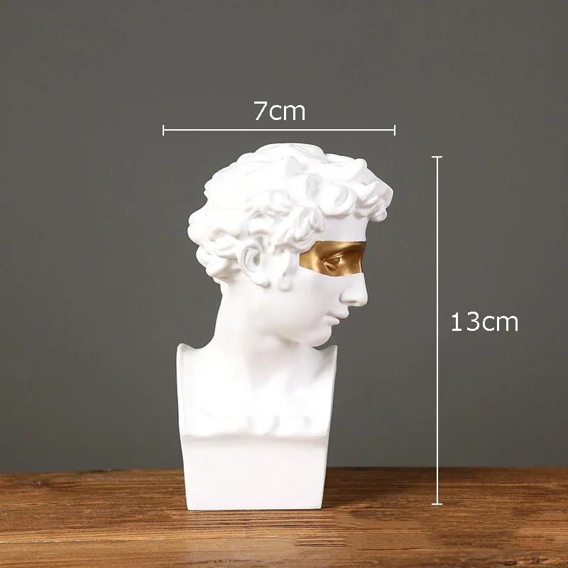 Greek Mask David Bust Statue Resin Classic Roman Sculpture Modern Art Home Office Study Room Bookshelf Decor Collection Gifts
