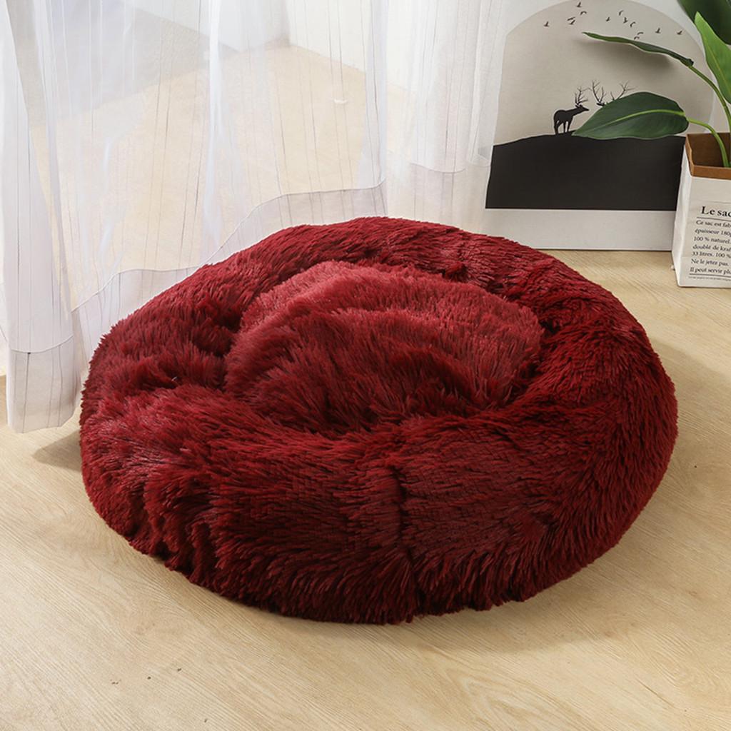 Dog Round Cat Winter Warm Sleeping Bag Long Plush Soft Pet Bed Calming Bed