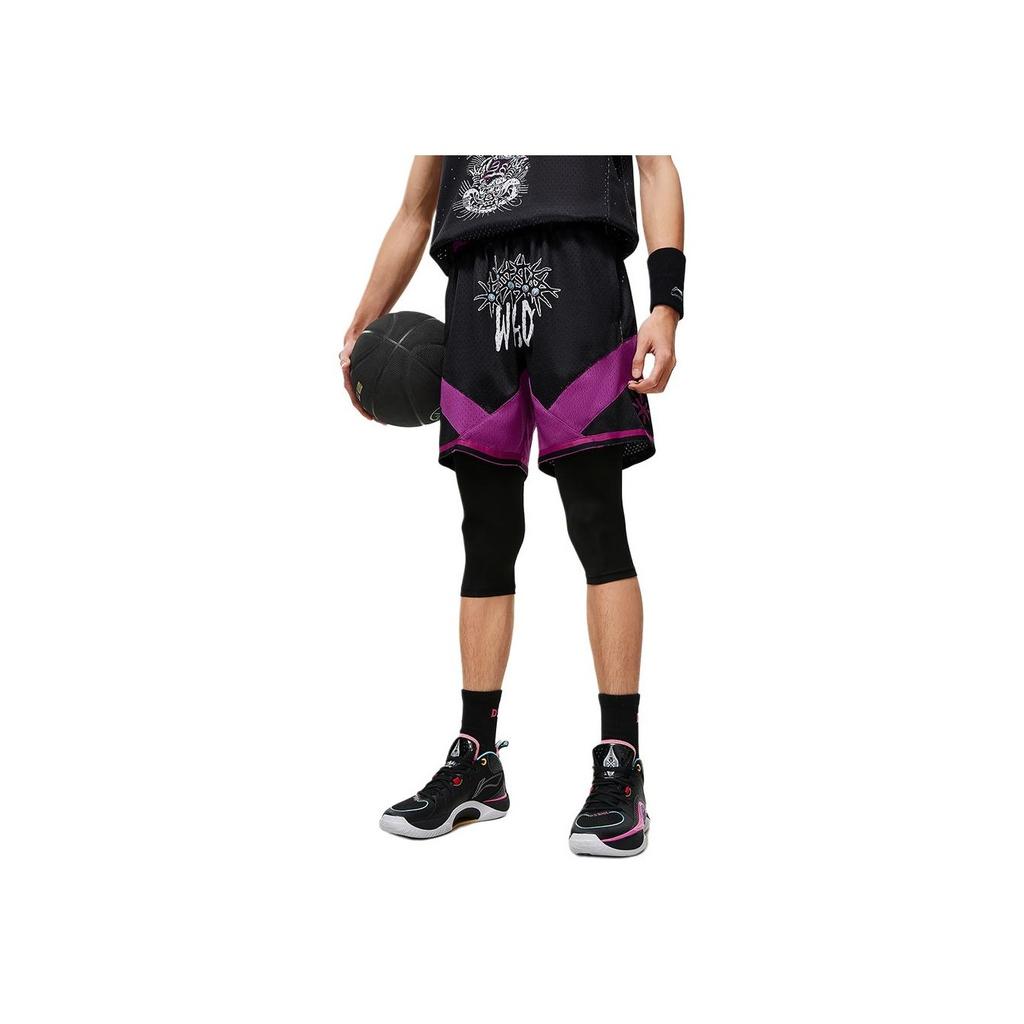 Li-Ning Wade Kuixing Dandou Series Letter Color Block Mid-Rise Straight Casual Shorts Unisex Shorts Black AAPT741-1