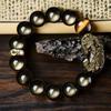 Gold Obsidian Pixiu Men's Bracelet - Year of the Horse Wealth Charm & Gift for Bestie/Boyfriend