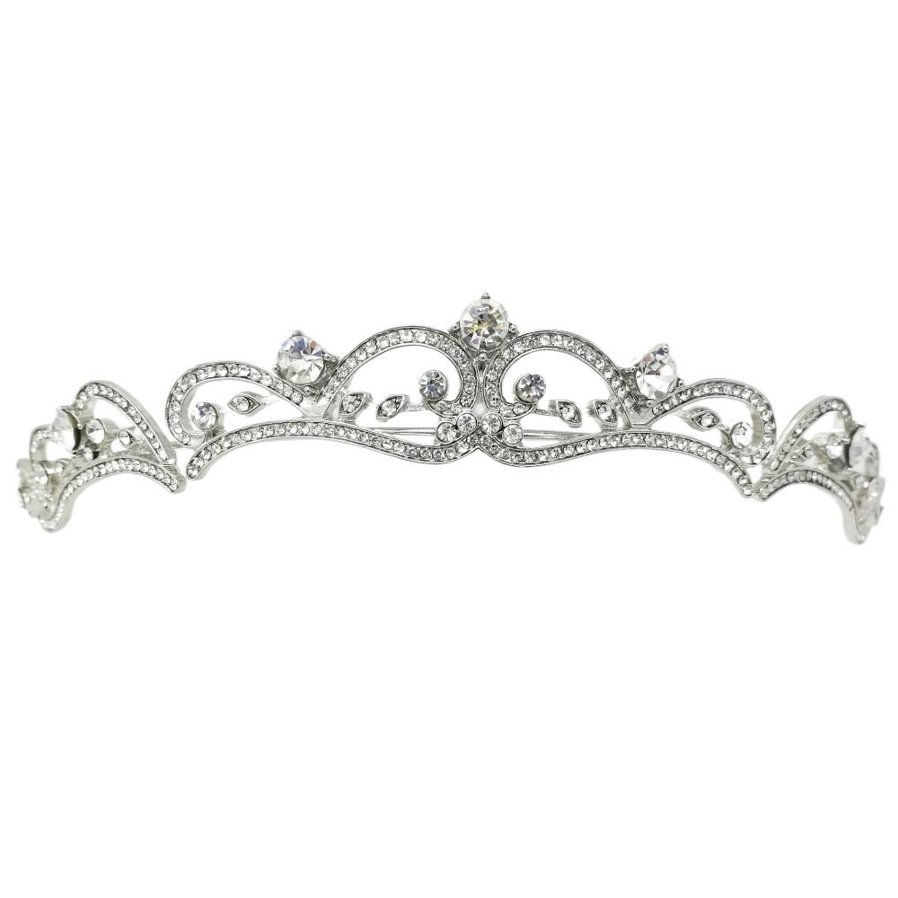 

Королева Блестящая Изысканная Принцесса Барокко Корона Стразы Диадема Свадебные Украшения Женская Роскошная Тиара серебряный