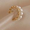 1pc Double Layer Twisted Faux Pearl C-Shaped Ear Clip