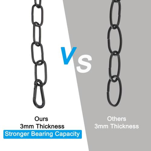 PATIKIL 1.82 M Black Finish Lighting Hanging Chains, Set of 2, Metal Loop Chains for Hanging Plant Pendant Chandelier Light Fixtures