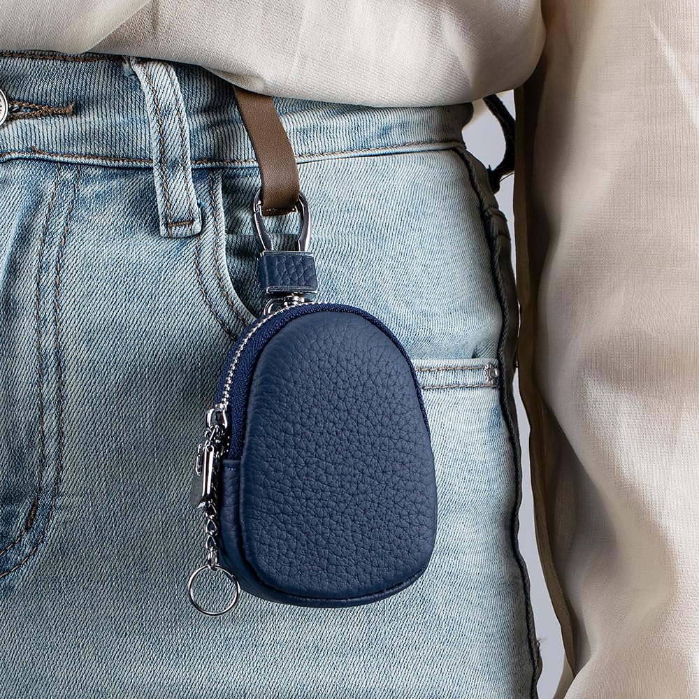 Yocipa Genuine Leather Smart Key Case for Men with Key Ring and Key Chain, Multifunctional Key Holder for Women, Compact Leather Accessory Case