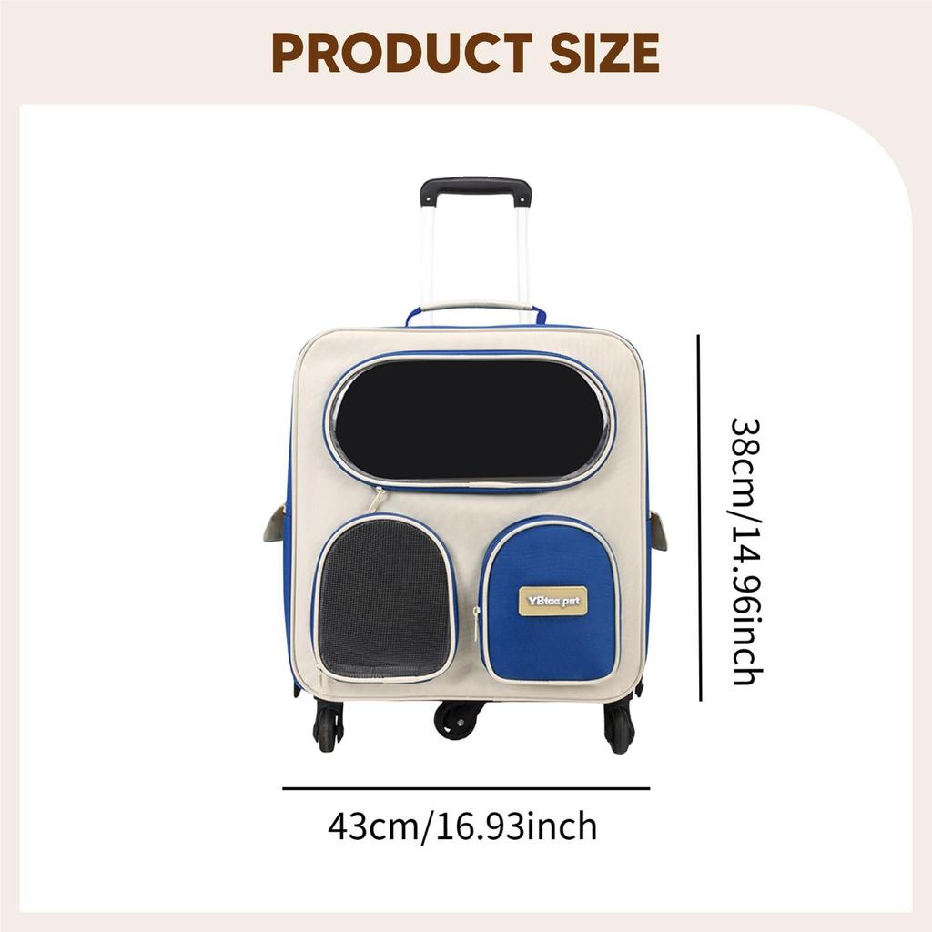Cat Carrier Backpack with Wheels Portable Pet Trolley Cases Suitcases Large Capacity Dog Cat Outdoor Bag Pet Stroller Cat Travel