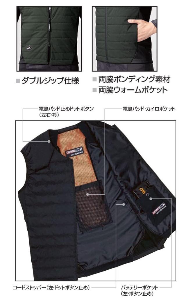 Cold Weather Clothing Thermocraft Heater Vest 3214 XL 38 Camouflage Black [Bartle]