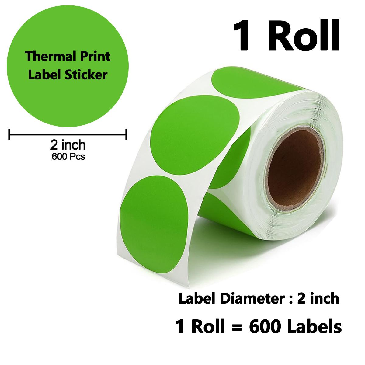 

2 Inch Circle Thermal Sticker Labels Self Adhesive Round Direct Thermal Labels Multipurpose Printer Stickers for DIY Logo Design, Qr Code, Name Tag 1Roll-Green аквамарин