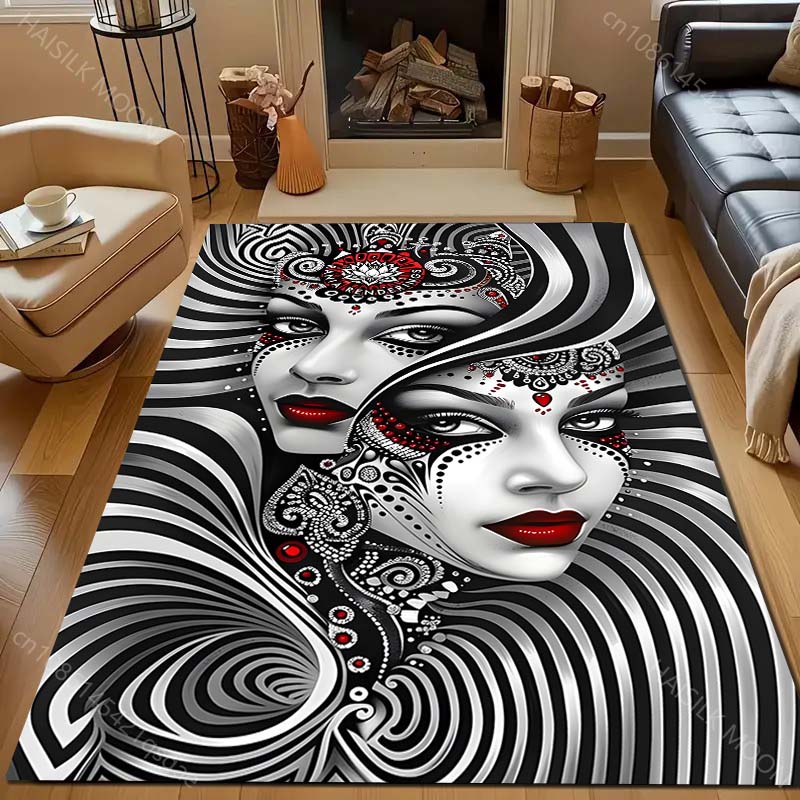 

1PC Venetian Mask Print Carpet for Bedroom Living Room Bedside Sofa Floor Mat Modern Home Decor Play Area Rug Large Size 40x60cm (16x24in)