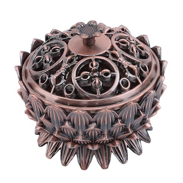 Retro Lotus Incense Holder Burner Charcoal Burning Bowl Vintage Tibetan Copper Buddha Sandalwood Censer Home Office Indoor Decor