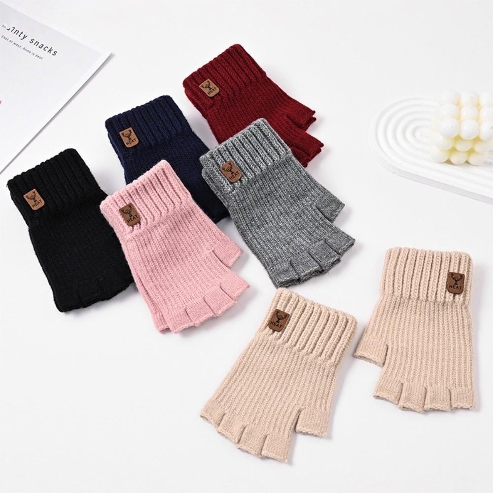 Knitted Half Finger Gloves Thick Driving Gloves Fashion Fingerless Gloves Cycling Driving Use