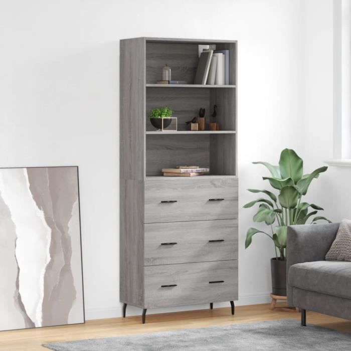 VidaXL Highboard Sonoma Grey 69.5x34x180 Cm Engineered Wood 3189403
