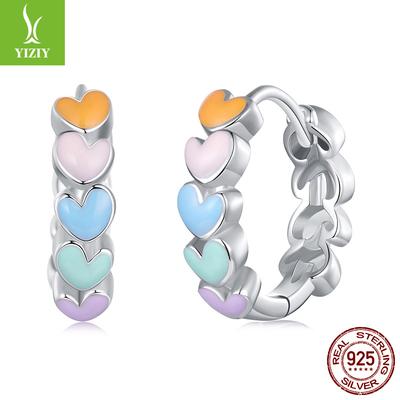 Dopamin Liebe Ohr Schnalle Mädchen, Niedliches Regenbogen Liebe Design S925 Sterlingsilber Ohrringe Ohrringe
