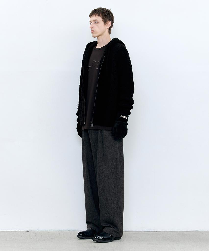 INSILENCE Cozy Soft Hooded Zip-Up Knit Black