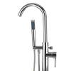 Chrome Polished Bathtub Floor Stand Faucet Mixer Single Handle Mixer Tap 360Rotation Spout With ABS Handshower Bath Mixer Shower Silver