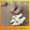 Thin heel height increase 2025 summer new bow pointed head bag head cool slippers women's niche going out high value slippers