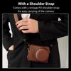 Vintage PU Leather Camera Bag Half Body Protective Cover with Strap for GR IIIx GR III GRIII GR3 Enhanced Grip Soft Lining 1Celsius4 Inch Thread Hole