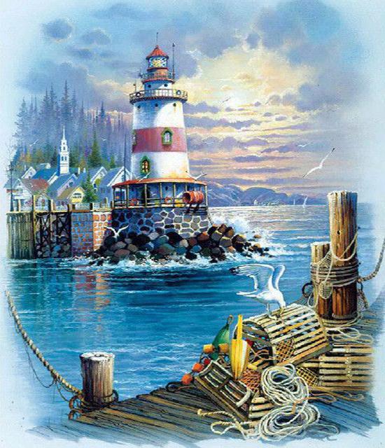 RUOPOTY Paint By Numbers Tower Landscape Wall Art Unique Gift Acrylic Home Decor Hand Painted Coloring Seaside For Living Room