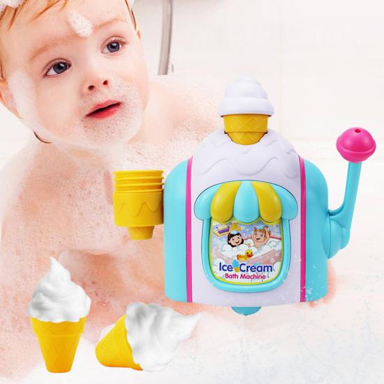 Eiscreme-Schaummacher Badespielzeug Kleinkinder Bade-Blasenmaschine Jungen Mädchen Blasen-Eiscreme-Schaum Herstellung Duschspielzeug Rollenspiel Kuchen-Spielset