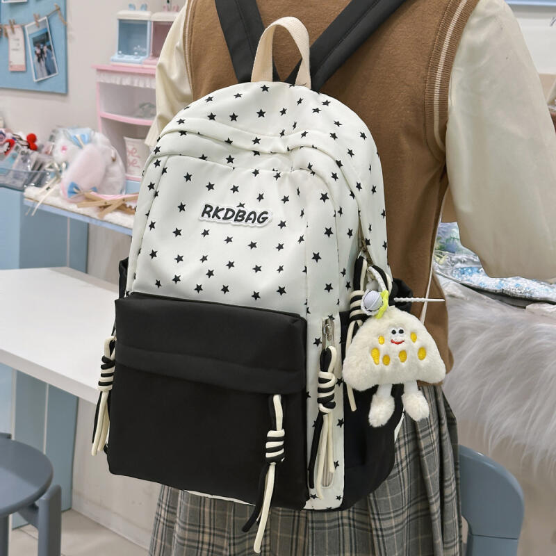 Color Contrast Backpack Women's Star Backpack Student Schoolbag