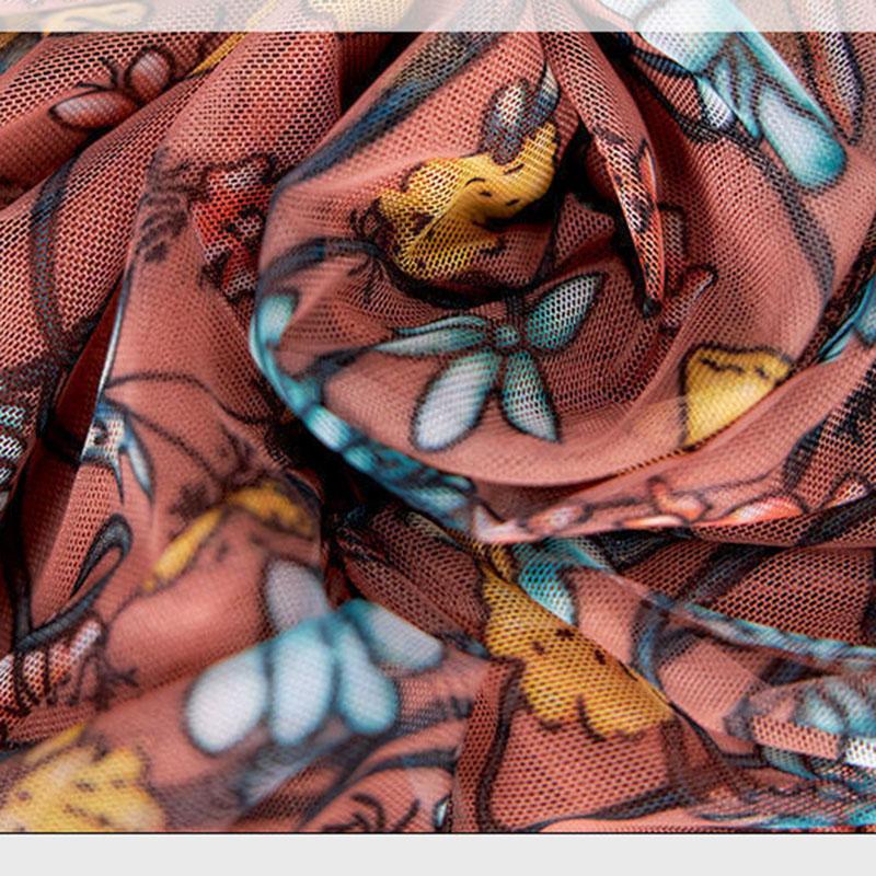 Women's Oversized Dress Printing Round Neck Short Sleeved Loose Mesh Dress Mid Length Simple Commuting Summer