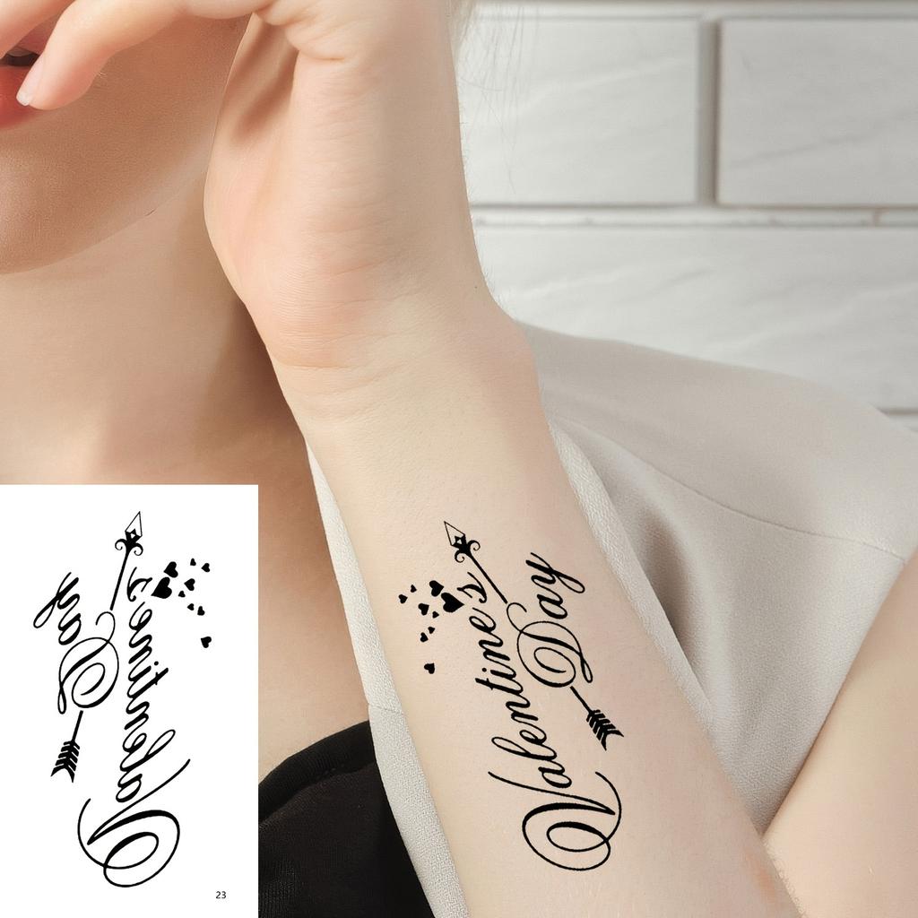 30 Piezas Tatuajes Temporales Negros Impermeables para Mujeres, Elegantes Pegatinas de Corazón Mariposa Flor Luna para Mano Muñeca