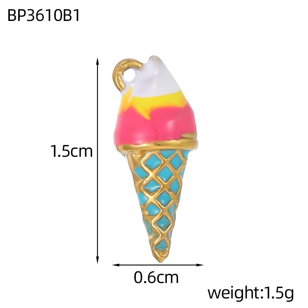CARLIDANA Fruit Series Charm Enamel Stainless Steel Gold Plated Oil Drop Ice Cream Pendant for DIY Jewelry Necklace Making